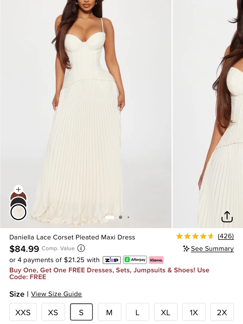 Fashion Nova Cream Daniella Lace Corset Pleated Maxi Dress